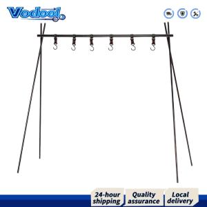 Durable Camping and Hiking Storage Rack with Hooks and Foldable Triangle Design for Efficient Camp Kitchen Organization Heavy Duty Steel