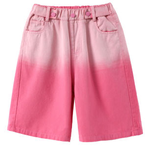 Kids Child New Design Fashion Gradient Pink Denim Shorts for Teens Girl High Quality Summer Cotton Knee Length Pants Age 5-14 Y