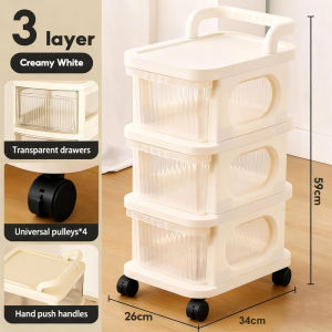 Kitchen Storage Cabinet Organizer 2/3/4/5 Layers Transparent Dust Cabinet Portable Removable storage cabinet Toy storage cabinet Enclosed storage cabinet Living Room Organizer Drawer Type Bedside Table