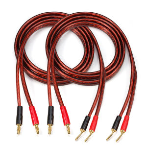 GOLLEY LION 1 Pair Hifi Speaker Cable with Banana Plug to 2.0 Pin for Home Theater Amplifier Surround System 2pcs