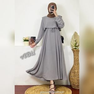 Gamis murah Alesha maxi drees Gamis muslimah Cringkle Airflow terbaru virall