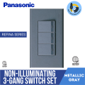 Panasonic Metallic Gray Refina Series 1 Way Switch Set 1 2 or 3 Gang or Blank Plate. 
