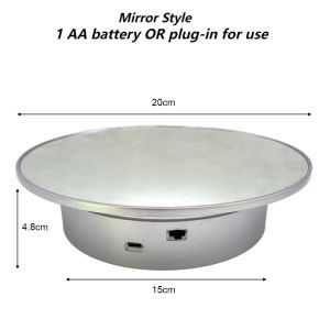 Rotating Jewelry Display Stand 360° Product Rotate Rack 20cm Two-way Electric Video Shooting Turntable Mirror 电子展示转盘