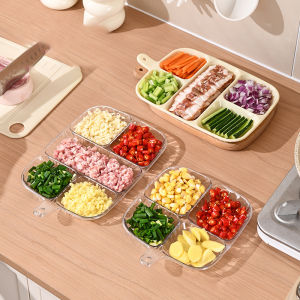 5 Grid Side Dish Plate Kitchen Scallion Ginger Garlic Side Dish  Hot Pot Preparation Ingredients Divided Plate Storage Tray