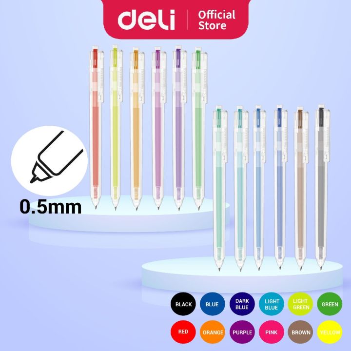 Deli Delight Gel Pen Multiple Colour Pens 0.5mm Smooth Writing Bright ...