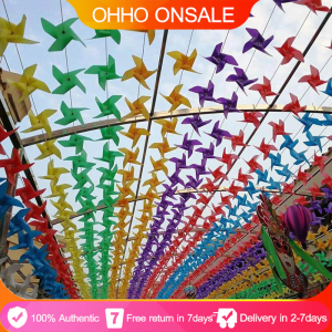 100pcs + 30M Wire Rope + Fitting Waterproof Resistance Damage Plastic Windmill Toys Garden Lawn Party Decor Toy Gift for Kids 【Original+24hours delivery】