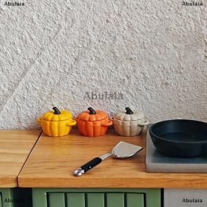 [COD] Abulaia Dollhouse Miniature Soup Pot Mini Pumpkin Pot Toy Model Kitchen Utensil Cooking Ware For Doll House Decor Kids Pretend Play Toys