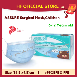 ASSURE Surgical Mask Kids Children 50’s/box 3-ply Earloop Disposable 99% BFE Medical Mouth Mask Eliminate Germ Assure Authentic Original