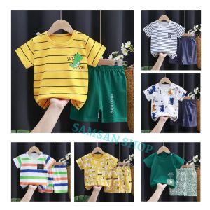 Setelan Baju Bayi Import: Bear Navy & Cream & Hijau Happy Happy