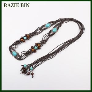 RAZIE BIN ชุดเดรสสไตล์โบฮีเมียนย้อนยุคสายคล้องเอวสำหรับผู้หญิงทันสมัยมีพู่ห้อยกางเกงเข็มขัดอเนกประสงค์มีเชือกประดับพู่ประดับพู่ประดับเครื่องประดับแฟชั่น