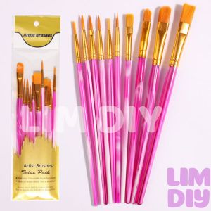 Bộ 10 cọ vẽ cán gỗ lông mềm vẽ tranh tô màu. tô tượng làm DIY handmade