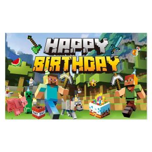 Tapestry Minecraft theme birthday decoration background cloth   Pixel Wars Birthday Party Decoration Background Cloth