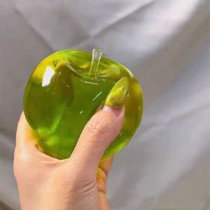 LIWU Green Apple-Shaped Stress Relief Ball Handcrafted Slow Rebound Fruits Squeeze Toy Creative Lifelike Novelty Prank Toy Party Gifts