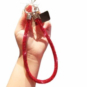 XUANY Short Wrist Style Glitter Rhinestone Phone Lanyard Handheld Hanging Cord Mobile Phone Rope Fashionable Bling Bling Mobile Phone Chain Women/Lady/Girl