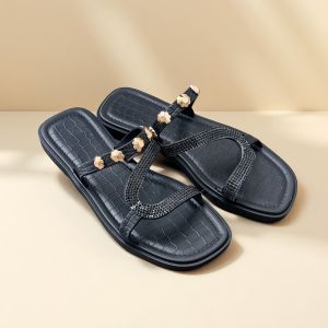 S detail simple to go flat sandal shoes kasut perempuan