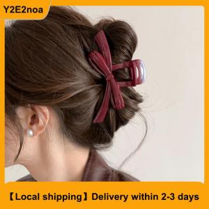【Local shipping】 Women Large Dark Red Color Hair Claws Barrettes Hairpins Plastic Ponytail Hair Clips Girls Senior Hair Shark Clip Accessories