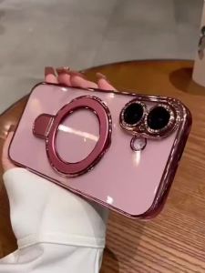 เคสศัพท์ชุบโลหะแม่เหล็กสำหรับ iPhone 16 Pro Max 15 14 13 12 11 เคสสำหรับ iPhone XR/XS เคสซิลิโคนนุ่ม TPU กันกระแทก