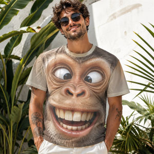 [Local Stock] HBESTY  3D Print Humorous Expressions Funny Face T Shirt Men Women O-neck Short Sleeve Loose Trend  Personted Street Hip Hop Y2k Tee Top