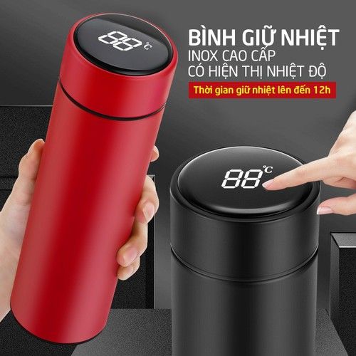 Bình Giữ Nhiệt Thông Minh Hiển Thị Nhiệt Độ Inox Cao Cấp 500ML - bình nước inox