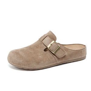 Free Shipping Solid-Color Half-Enclosed Height-Increasing Shoes 2026 Spring New Collection Korean-Style Retro Casual Flats Versatile Half-Slipper Style For Women