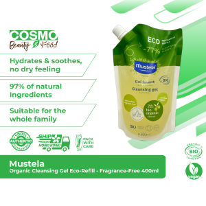 Mustela Organic Cleansing Gel Eco-Refill - Fragrance-Free 400ml [97% of natural Ingredients]