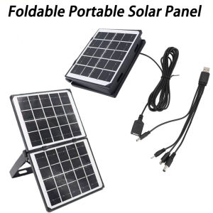 5V4W Solar Panel Portable Folding USB+DC Output Solar Charger Outdoor Power Supply For Camping Light Flashlight CCTV