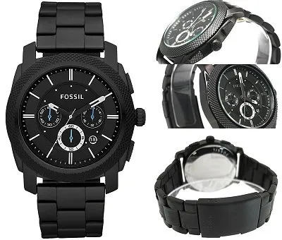 OFFICIAL WARRANTY Fossil FS4552 Machine Chronograph Black Stainless Steel Watch 100 Original Lazada