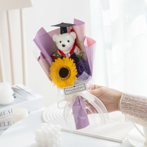 MINIAT Bouquet Decoration Graduation Bouquet Sunflower Graduation Sunflower Bouquet Cartoon Plush Animal Bouquet Graduation Ceremony