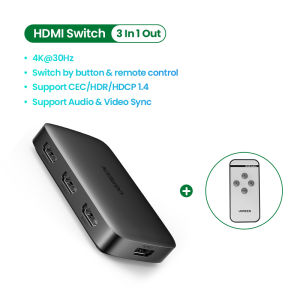 UGREEN HDMI Switch for Xiaomi Mi Box 3 In 1 Out HDMI Switcher 4K/30Hz for TV box PS4 Switch HDMI 4K with Controller HDMI Cable