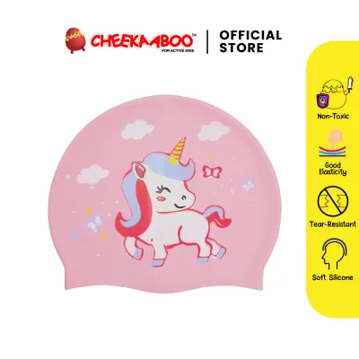 Cheekaaboo Kids Swim Cap – 100% Silicone Waterproof Cartoon Swimming Hat for Boys & Girls (2–10 Years)