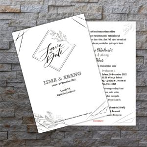 (100pcs) undangan pernikahan 12x17 bahan BC model selembar bolak balik free foto plastik