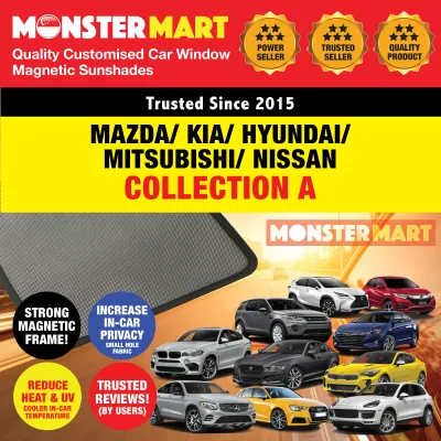 Magnetic Sunshades - CA3 Mazda Kia Hyundai Mitsubishi Nissan (2 3 6 CX3 Stonic K3 Cerato Ioniq Avante Elantra Venue Kona Tucson ASX Eclipse Attrage Lancer EX GLX Kicks Latio Sylphy Teana Pulsar Qashqai Xtrail Note)
