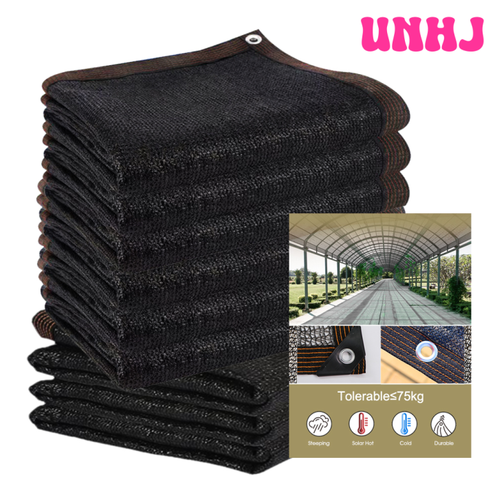 [UNHJ] ผ้าใบกันน้ำตาข่าย3ขาผ้าเงาสีดำพร้อม Grommets ร่มบังแดดป้องกัน ...