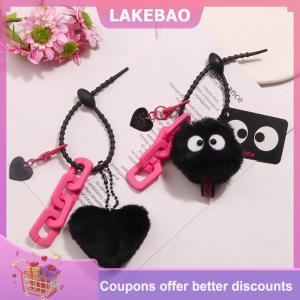 【LAKEBAO】 Sang trọng màu đen than ELF tình yêu trái tim xe mặt dây chuyền Keychain Tai nghe trường hợp ba lô treo đồ trang trí