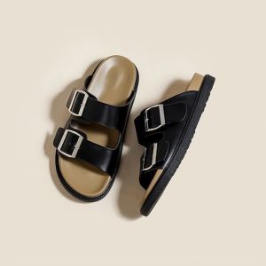 Free Shipping 2026 New Thick-Soled Slippers For Women Summer Outdoor Wear Double Buckle Design Soft Sole Non-Slip One-Strap Beach Sandals