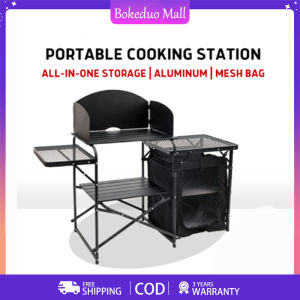 Portable Cook Station | Easy Setup | Aluminum | with Storage Bag | Kitchen table | Outdoor Dining | Stove Table | Mesh Bags