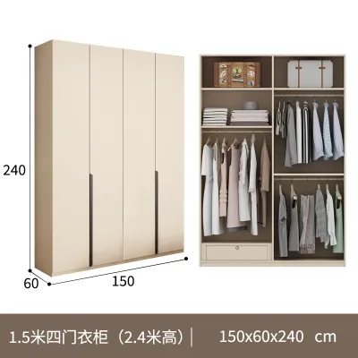 Urban Echo Solid Wood ENF Grade Europine Board L-Shaped Corner Wardrobe Modern Minimalist Home Bedroom Cream Style