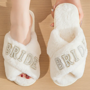 Pearl Letter Bride Popular Womens Slippers Bachelor Party Wedding Plush Comfortable Slippers TPR Sole Indoor Home Slippers H260729