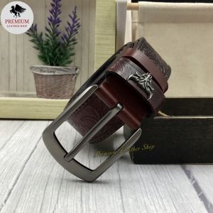 Rush Rider Cowide Leather Belt Men Corak Batik Casual Belt Genuine Tali Pinggang Kulit Asli Lelaki