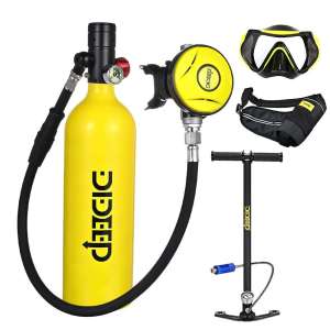 Tangki Selam Scuba DIDEEP PRO Kapasitas 1L dengan Penggembungan Efisien - Bahan Alloy Tahan Karat Berat 0.65kg15-25 Menit