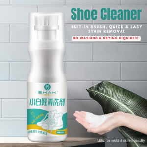 [SG Ready Stock] White Shoe Cleaner with Built-in Brush Liquid Foaming Cleaner Sneakers/Crocs -100ml