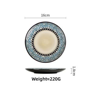 Omk merogo phong cách gốm đĩa ăn tối món tráng miệng cá dài tấm Đĩa sâu Bộ đồ ăn