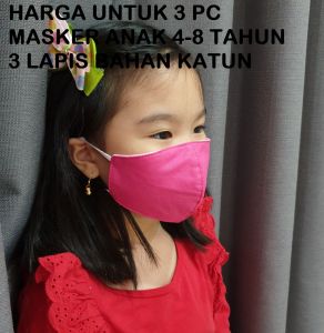 3 Pcs Masker Kain Mulut Dan Hidung Anak Bahan Katun 3 Lapis