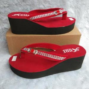 ANUR - sandal flat permata wedges wanita remaja kekinian terbaru tinggi 6 cm