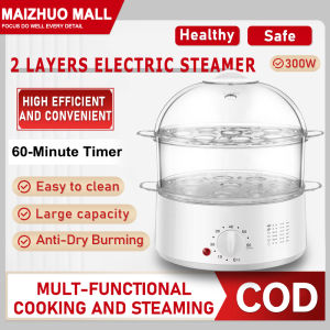 Electric Steamer 2/3-Layer household Large-capacity Siu-mai Steamer Multi-function Smart Timer 450W Double layer transparent steam bowl Food Steamer