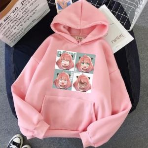 Sweater Hoodie Cewek Jaket Anak Anime Spy X Family Anya Forger Perempuan Umur 5-16 Tahun