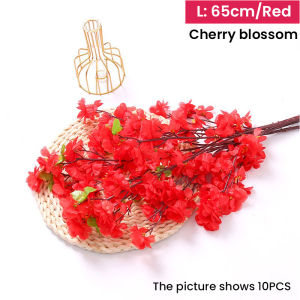 10 Pcs Silk Cherry Blossom Branches 65cm Artificial Cherry Blossom Flowers Long Stems Fake Flowers