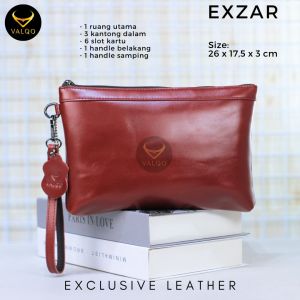 VALQO EXZAR Clutch Kulit Sapi Pouch Kulit Batik Handbag 6 Slot Kartu Tas Tangan Souvenir Instansi Kantor Perusahaan