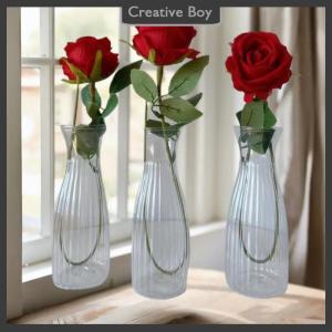 [Creative] Nordic Transparent Plastic Vase Flower Arrangement Container Creative Hydroponic Plant Flower Vases Home Living Room Desk Decor