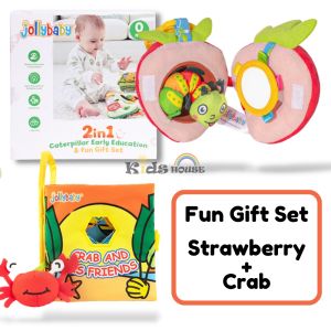 Kidshouse Early Education Toys Soft Cloth Baby Activity Book-3D Fabric Teething Books Crinkle with Squeaky Sound for Toddler Baby ET100